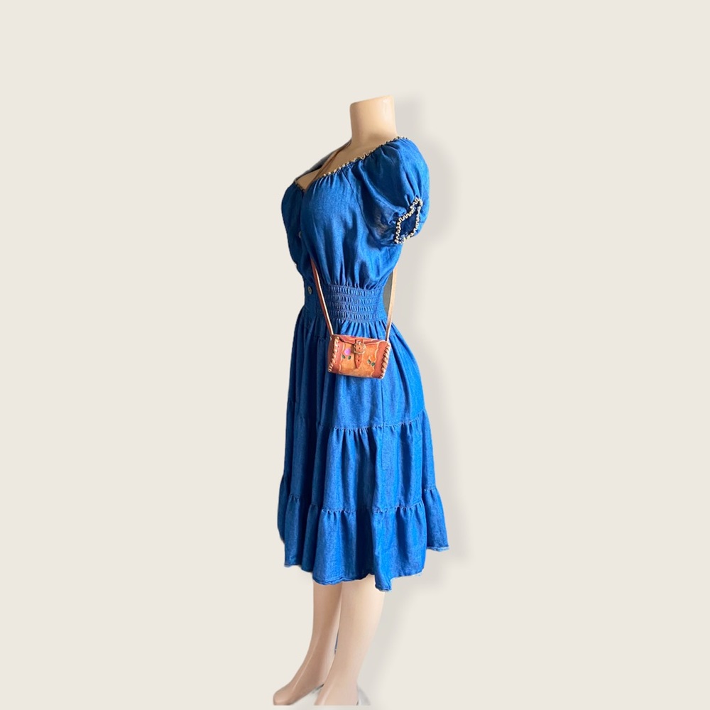 Millenium Blue Ruffle Dress size L - Picture 2 of 7